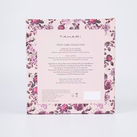 Tahari Foot Care Collection Peony Plum Foot Lotion/Soft Fluffy Socks - Picture 2 of 5